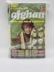 Vintage 1970s Creative Yarn Kits Inc AFGHAN 5 Patterns Ripple & Daisy Cables
