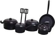 Folpus 1:12 Dollhouse Mini Cookware, Mini Pots and Pans Model, Educational Mini Cooking Play Set for Model Train, Railway Station, Black