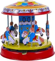 Kisangel Vintage Wind Up Carousel Creative Clockwork Plaything Safe Design for Carousel Decoration for Home