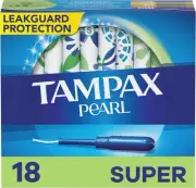 Tampax Pearl Super Unscented Tampons With Inners, 18 Count, 12 Per Case