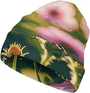 [NQHJT] Butterflies and Blooms Knitted Hat for Men Women Warm Knit Cuffed Plain Beanie Hat Skull Cap for Exercise Warm Winter Hats Fashion Ski Hat for Skiing, Style, One Size