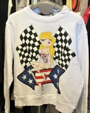 Love Moschino White Sweatshirt With Race Girl Print New with tag USA size 8