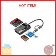 SD Card Reader, Memory Card Reader 4 in 1 USB C USB 3.0 Dual Connector Adapter S