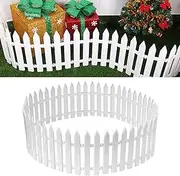 TSLBW 20 Pcs Christmas Tree Fence White Plastic Picket Fence Xmas Tree Home Garden Wedding Party Decoration Miniature Garden Fence Grass Lawn Edge Fence