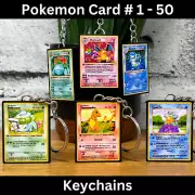 Pokemon Card Keychain (1-50), Mini TCG Trading, Base Set Jungle Fossil, Anime TV
