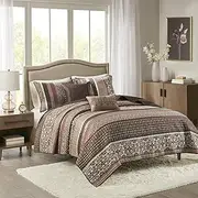 Madison Park Princeton 5 Piece Quilted Coverlet Set, King, Red