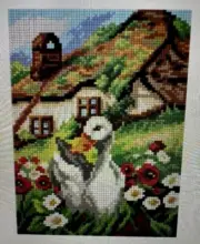 Printed needlepoint tapestry canvas only 7x9.5 inch Duck Orchidea