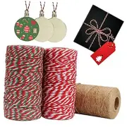 3 Rolls Christmas Twine, 984 Feet Xmas Cotton Twine Strings Cord for Christmas