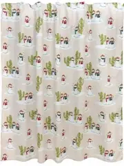 St Nicholas Square Snowman Cowboy & Cactus Fabric Shower Curtain, Christmas
