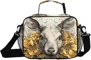 Insulated Lunch Box Aardvark Floral for Women Men - Ideal for Work, Picnics - Includes Adjustable Shoulder Strap
