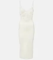 [Galvan] Galvan Sculpted Spiral midi dress AU 16 white