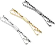 [MOBUTOFU] 3pcs Metal Tie Clips for Men and Elegant Tie Clasp Gold Silver and Black for Weddings Business and Formal Events
