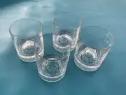 Crown Royal Whiskey Lowball Glass Concave Embossed Bottom 8oz~Set Of 4