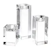 Crystal Candle Holders Set of 3, Crystal Tea Light Candlestick Holders, Glass...