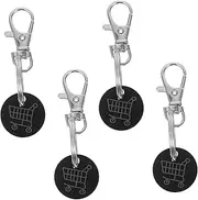 [HORIALENCE] 4Pcs Metal Trolley Token Keychain Key Ring Coin Holder for Shopping Carts Practical Key Chain Decoration present for