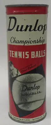 vintage sealed can VINNIE RICHARDS DUNLOP TENNIS BALLS unopened keywind tin