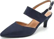 [Eugisy] Women's Slingback Kitten Heel Pointed Toe Dress Pumps Ankle Strap Comfortable Elegant Dress Wedding Party Shoes