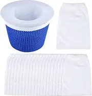 30-Pack Reusable Pool Skimmer Socks, Fine Mesh Leaves Pollen Catcher for Cleaning Debris and Leaves, Fits Skimmer Baskets (White)