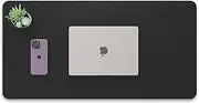 Leather Mouse Mat Protector Office Desk Mat Large Mouse Pad, Non-Slip PU Leather Desk Blotter, Laptop Desk Pad, Waterproof Desk Writing Pad for Office and Home (Black, 80x40cm)