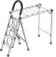 step ladder 4 Steps Multi-Function Ladder Folding Step Stool with Wide Anti-Slip Pedal and Handrail, Lightweight 440 lbs Load Capacity Step Ladder, Portable Step Stool for Household folding step stool