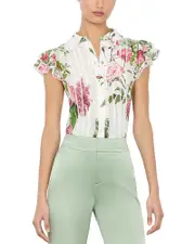 Alice and Olivia Minda Silk Ruffled Blouse