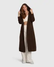 [Belle & Bloom] Walk My Way Wool Blend Oversized Maxi Coat - Brown