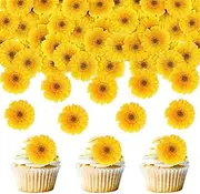 Set of 40 Pansy Butterfly Orchid Flowers Stand up Edible Paper Cupcake Cake Toppers Cake Decorations Wedding Baby Shower Anniversary Birthday Party (Sunflower)