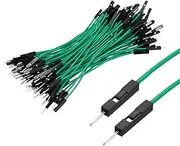 uxcell Male to Male 1Pin Breadboard Jumper Wire 2.54mm Pitch Ribbon Cable 10cm Long Electronics Breadboard Ribbon Cables for Breadboard Electronic Projects Pack of 100,Green