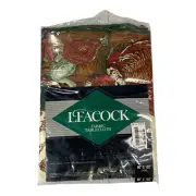 Vintage Leacock Holiday Turkey Thanksgiving Fabric Tablecloth 60"x102" Oval