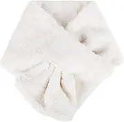 [Homiliky] Winter Long Fluffy Faux Fur Collar Wrap, Women's Warm Long Scarf Neck Warmer Fleece Neckerchiefs Neck Cover Outfit Warm Accessories (White)
