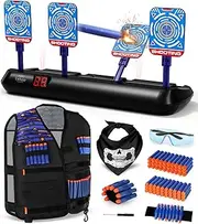 Nerf Target, Electronic Shooting Target for Nerf Gun Foam, Digital Target 5 Dart, Nerf Tactical Vest Kit for Boys and Girls, black (ST-001-EU)