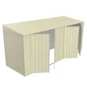 Build-a-Shed 1.5 x 4.5 x 2.0m Skillion Double Plus Double Hinged Side Doors Shed - Cream