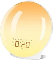 oolong Wake Up Light, Alarm Clock with Night Light, Smart Sleep Aid for Heavy Sleepers, 8 LED Colour, 16 Natural Sounds & FM Radio, Dual Alarms, Smart APP Control, Ideal for Bedroom