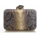 House Of Harlow Marley Hand Bag in Silver Rust Snake Print NEW