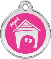 Red Dingo Dog Enamel House Tag - Hot Pink - Lifetime Guarantee - Cat, Dog, Pet I