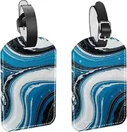 [CWAGFEQZ] 2-Pc Luggage Tags for Suitcases,Travel Tags for Luggage,Marble and Rock Lines Abstract