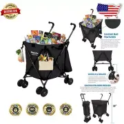 Versatile EasyGo Grocery Cart with Removable Canvas Bag & Wheels - 120lb Capa...