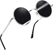 [Generic] Round Polarized Sunglasses for Men Women, UV Protection Sun Glasses Small Circle Hippie Lennon Shades Sunglasses