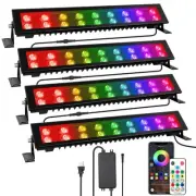 LED Wash Stage Lights Bar - 4Pack 72W IP66 Waterproof Dimmable RGB DJ Wall Wa...