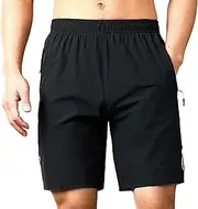[PHJTOMK] Mens 7 Inch Elastic Waist Athletic Exercise Fitness Shorts Plus Size Men Dry Running Shorts Zipper Pocket Short
