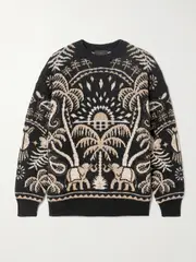 [ALANUI] ALANUI - Lush Nature Jacquard-knit Cotton And Wool-blend Sweater - Black - x small x small Black