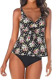 [Xiaojian] Women Swimsuits Two Piece Plus Size Bathing Suits Push Up Bandeau Swimwear Cover Belly Retro Sexy Swimsuit