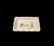 Embossed Eiffel Tower Paris Grey-Pewter-Tan Realistic Soap Dish NEW DISC