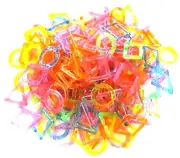 500 PC GEOMETRY CHAIN LINKS PLASTIC TOY BIRD FOOT PART KID DIY MIXED BRIGHT COLO