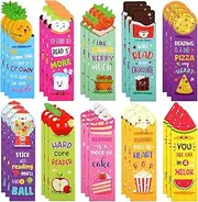 Eersida 30 Pieces Scratch and Sniff Scented Bookmarks Kids Fruit Food Theme Sayings Bookmarks Sayings Assorted Cute Scented Gifts for Students Teens Food Lovers, 10 Styles
