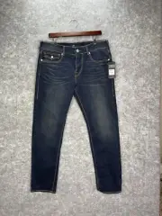 True Religion Men’s Jeans Size 33 Geno Snap Flap Slim Denim Pants Dark Scorched