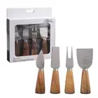 Set 4pcs Mini Chesse Knives PIZZAZZ w/ Acacia Wood Handle Picnic Events Kitchen