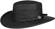 [Barmah] Squashy Sundowner Kangaroo Leather Hat (XXL, Black)