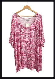 NWT AUTOGRAPH Women's Pink & White Stretch Patterned Tunic Top Plus Size 26