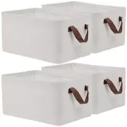 4 Pcs Shelf Baskets Linen Organization Bins, Folding Fabric Storage Basket Bi...